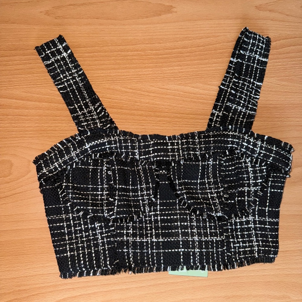 H&M Black and White Tweed Tank Top
